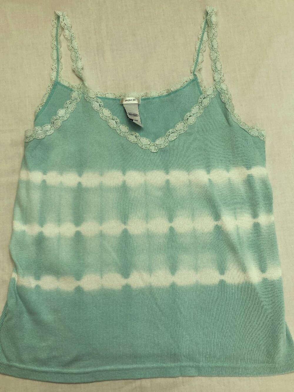 True Vintage Y2K Ribbed Lace Trim Cami Old Navy XXL Tie die stretchy tube top